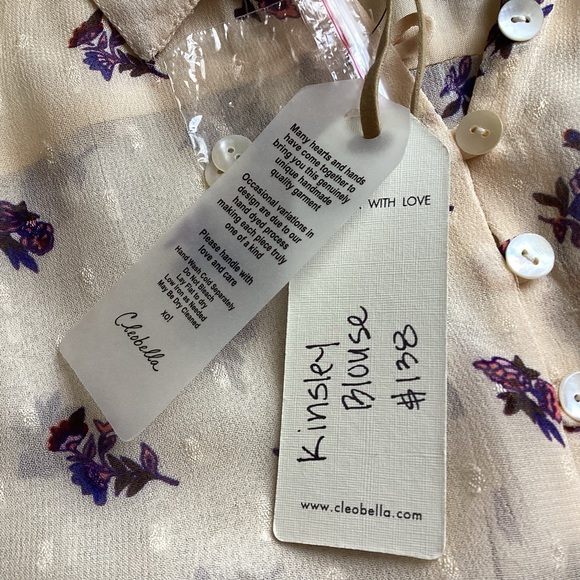 NWT Cleobella Kinsley Blouse Delicate Boho Floral Button Top Tiered Bell Sleeve - Picture 7 of 17